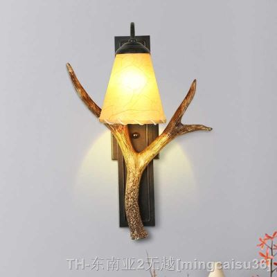 hyfvbujh♧○ Rural Resin Wall Lamp Parchment Lampshade Study Dining Table Sconce Bedside Hallway Led