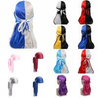 【CW】 Tail Durag Bandanas Fashion Patchwork Pirate Hats Silky Turban Hat Hair Accessories Men Scarf