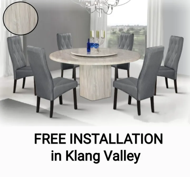 6 Seater Round Marble Dining Set, 6 Seater Round Dining Table Size In Feet