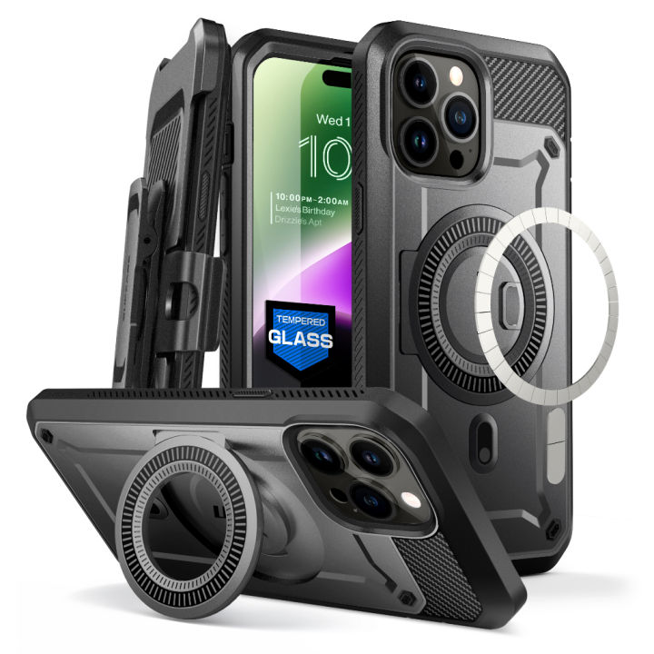 supcase-เคสโทรศัพท์มือถือกระจกนิรภัย-กันรอยหน้าจอ-ลายยูนิคอร์น-beetle-pro-mag-พร้อมขาตั้ง-และคลิปหนีบเข็มขัด-สําหรับ-iphone-14-pro-max-6-7