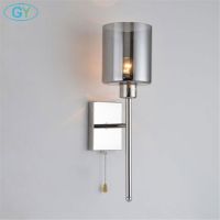 Modern Sconce Wall Lights Led Bulb Indoor Lighting Wall Mount Bedside Lamp with pull chain switch Glass shade Led Lamp Wall Lamp