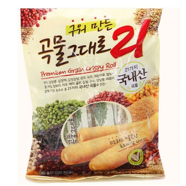 ขนมธัญพืชอบกรอบสอดใส้ครีม ขนมธัญพืชเกาหลี ปัง 21