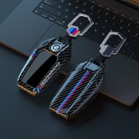 ABS Carbon Fiber Style Car Display LED Key Case Cover Shell For BMW 3 5 7 Series G11 G12 G30 G31 G32 G05 G07 X3 X4 X5 X6 X7 i8 Key Chains