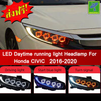 Mastersat HONDA Civic รุ่นปี 2016-20 Type R แบบB Headlamp โคมไฟหน้า ไฟวิ่ง Led Day light+ไฟเลี้ยว กันชนหน้า ตรงรุ่น ABS อย่างดี กันน้ำ ไฟเดย์ไลท์ ไฟหรี่ ไฟแต่งรถ