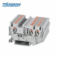 10Pcs PT2.5-TW PT 2.5-TW Push-In Twin 3-Conductor Feed-Through Strip Wire Electrical Connector Din Rail Terminal Block PT 2.5 TW Electrical Connectors