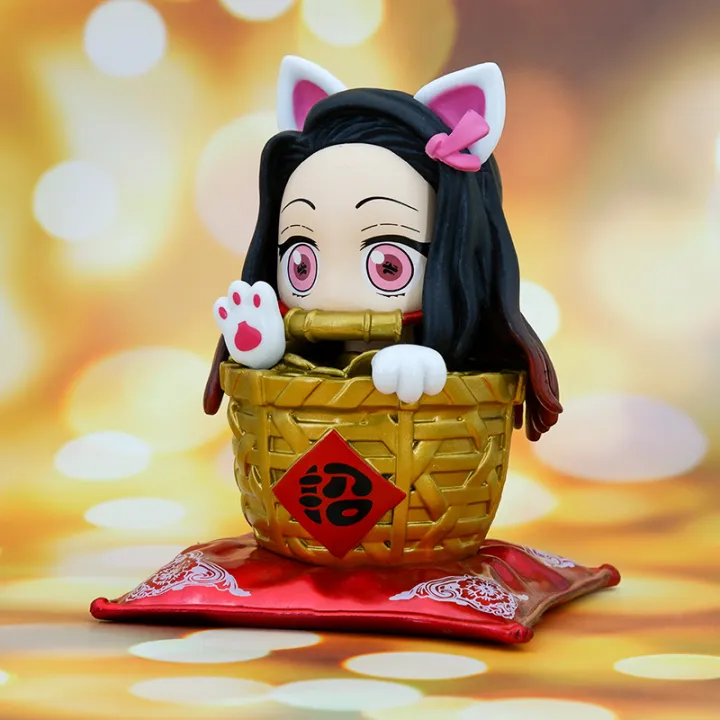 Demon Slayer Action Figures Lucky Cat Nezuko Q version doll model ...