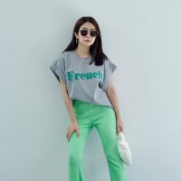 newlooksbkk VNT6206 French tee เสื้อยืดแขนล้ำ ผ้ายืดเกาหลีเนื้อนุ่มใส่สบาย mix&amp;match ได้หลากหลาย ใส่ตลอดไม่เอ้าท์ค่ะ มี 4 สี