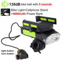 5 In 1 Bike Light LED Cycling Emergency Lights 4000mAh s Cycling Phone Holder Phone Stand Bicycle Horn MTB Accessories