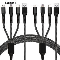 SUMPK 2 Packs Multi USB 3 in 1 Cable SCP Supercharge Type C Data Transfer for Huawei Xiaomi USB C Lightning Cable Micro USB Wire