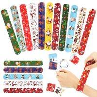 (Worry free) 10ชิ้นคริสต์มาสตบสร้อยข้อมือซานตาคลอส S Nowman กวางต้นไม้พิมพ์ที่มีสีสันพีวีซีสายรัดข้อมือเด็กของขวัญเด็กคริสต์มาสพรรคซัพพลาย