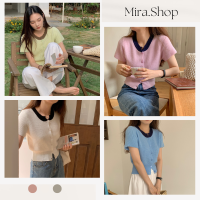 Mira_shop เสื้ครอปคอกลม มาใหม่ พร้อมส่ง 23218#