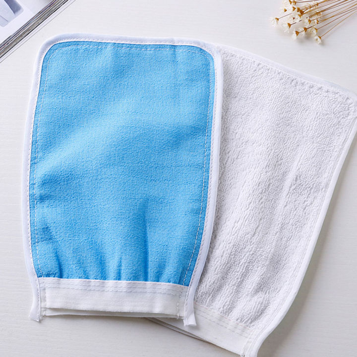 ถุงมือถุงมืออาบน้ำผ้าเช็ดตัว2ชิ้น-ชุดผ้าเช็ดตัวฝักบัวสี่เหลี่ยมผืนผ้าถุงมือขัดถูแรงเครื่องมือทำความสะอาดเซรั่มผลัดเซลล์ผิว