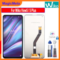 MagicMeta เซ็นเซอร์กระจก5ชิ้นส่วนจอสัมผัสแอลซีดีของเครื่องแปลงดิจิทัลพร้อมจอ LCD,เซ็นเซอร์ Wiko View 5ชิ้น