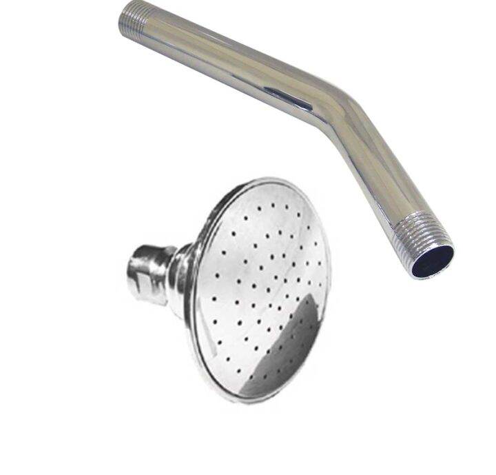 PVC CHROME RAIN SHOWER SET (4" HEAD & 8" ARM + FLANGE) Lazada