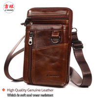 Genuine Leather Male Mini Waist Belt Bags Mens Small Single Shoulder Bag Multi-pockets Vintage 7-inch Cell Phone Pouch Chest Pack Bag Cross Body For Men Real Cowhide Waist Bag Cards Coins Keys Holder Vintage Leather Casual Multifunctional Belt Money Bags