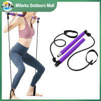 Milerka Outdoors Mall】แบบแท่งพิลาทิสแบบพกพา,ออกกำลังกายที่บ้านออกกำลังกายกีฬาแบบแท่งพิลาทิสแบบพกพาพร้อมสายยืดมีแรงต้าน