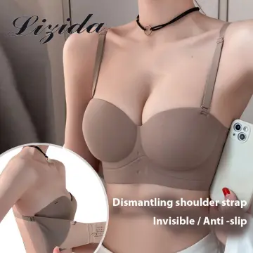 Magic Seamless Strapless Push Up Bra Self Adhesive Bra With Two Straps 2way  Strap non-slip backless bra Size 32-40 6625