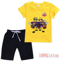 Fireman Sam ฤดูร้อนกางเกงขาสั้นชุดเสื้อแขนสั้นสำหรับเด็กหญิงเสื้อยืด8669ใหม่บุคลิกภาพ All-Match สั้นผ้าฝ้ายเด็กเสื้อผ้า Causal ชุดสูทแฟชั่น