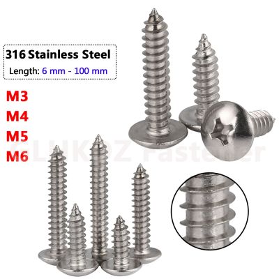 M3 M4 M5 M6 TA Kepala Rangka Jamur Sekrup Kayu Tapping Mandiri Baut Tersembunyi Silang Phillips 6Mm-100Mm A4 Marine 316 Baja Tahan Karat