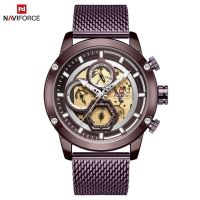 ⌚นาฬิกาสแตนเลสควอตซ์สำหรับกีฬาทหาร9167 NAVIFORCE นาฬิกาผู้ชาย