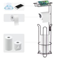 Toilet Paper Holder Rack Free Standing with Storage Roll Paper Holder Floor Stand Tissue Toilet Paper Holder Brushed Bathroom Toilet Roll Holders