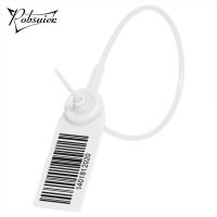 Pobsuier 100 Plastic Bar Code Labels Disposable Adjustable Security Seals Product Barcode Tag for Shoes Bags Clothes 300mm/11.8" Labels