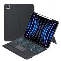 T129-เช่นสำหรับ iPad Pro 12.9 2022/2021/2020/2018 Touch Backlight แยกประเภทเคสหนังแป้นพิมพ์บลูทูธ