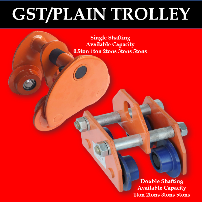 TOYU 1T 2T One/Two Shafting Plain Trolley Pulled TrolleyManual Driving ...