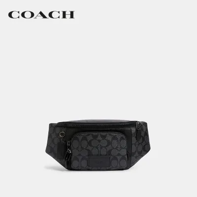 COACH กระเป๋าคาดเอว/กระเป๋าคาดอกผู้ชายรุ่น Track Belt Bag In Signature Canvas สีหลากสี C3765 QBMI5