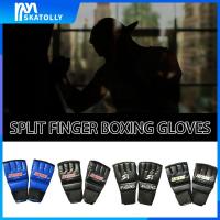 1 Pair Split-finger Boxing Gloves Half Finger MMA Gloves PU Leather Punching Bag Boxing Gloves Thai Training Workout Gloves