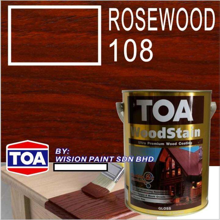 5L ROSEWOOD 108 GLOSS TOA WOODSTAIN ULTRA PREMIUM WOOD COATING VARNISH ...