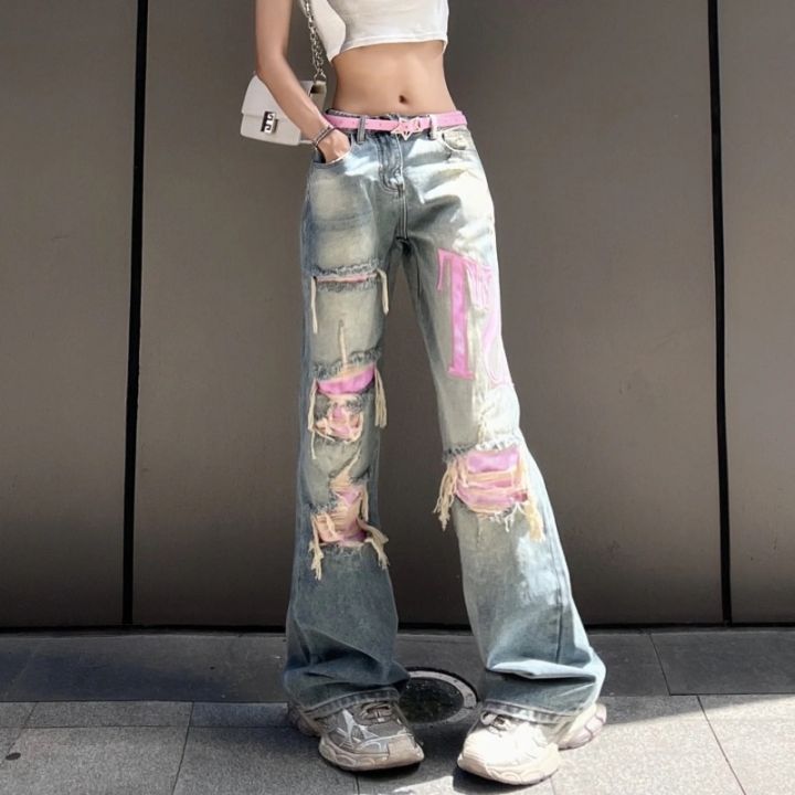 cc-fashion-pink-washed-ripped-straight-jeans-street-hip-hop-ladies-new-waist-wide-leg-trousers