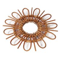 Handmade Rattan Innovative Art Decoration Makeup Mirror Dressing Bathroom Wall