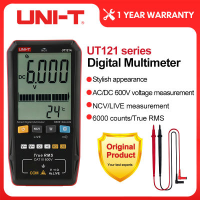 UNI-T สมาร์ทมัลติมิเตอร์แบบดิจิทัล UT121A UT121B UT122 AC DC เครื่องทดสอบแรงดันไฟฟ้ามัลติมิเตอร์ RMS จริงดิจิตอล Capacimeter ความถี่