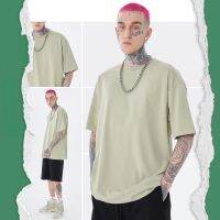 【Mens clothing】2022ฤดูร้อนใหม่260กรัมหลวมแขนสั้น Tmen EuropeantideSolid ผ้าฝ้ายคลาสสิก Bassic O คอท็อปส์