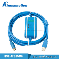 สายเคเบิลการเขียนโปรแกรม Amsamology Isoltaed USB-AFC8513เหมาะสำหรับ FP0พานาโซนิค FP2 FP-X M Series PLC ดาวน์โหลดสาย