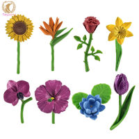 Hot Sale 8pcs Simulation Flower Plant Action Figures Realistic Sunflower Narcissus Rose Figurines For Kids Gifts Home Decor