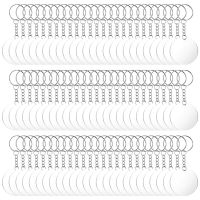 96pcs Acrylic Transparent Circle Discs Set Key Chains Clear Round Acrylic Keychain Blanks Keychain for DIY (Transparent)