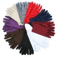 Cheap Wrist Plain Color Performance Short Gloves Waitress Manner Ceremonial Miittens Ladies