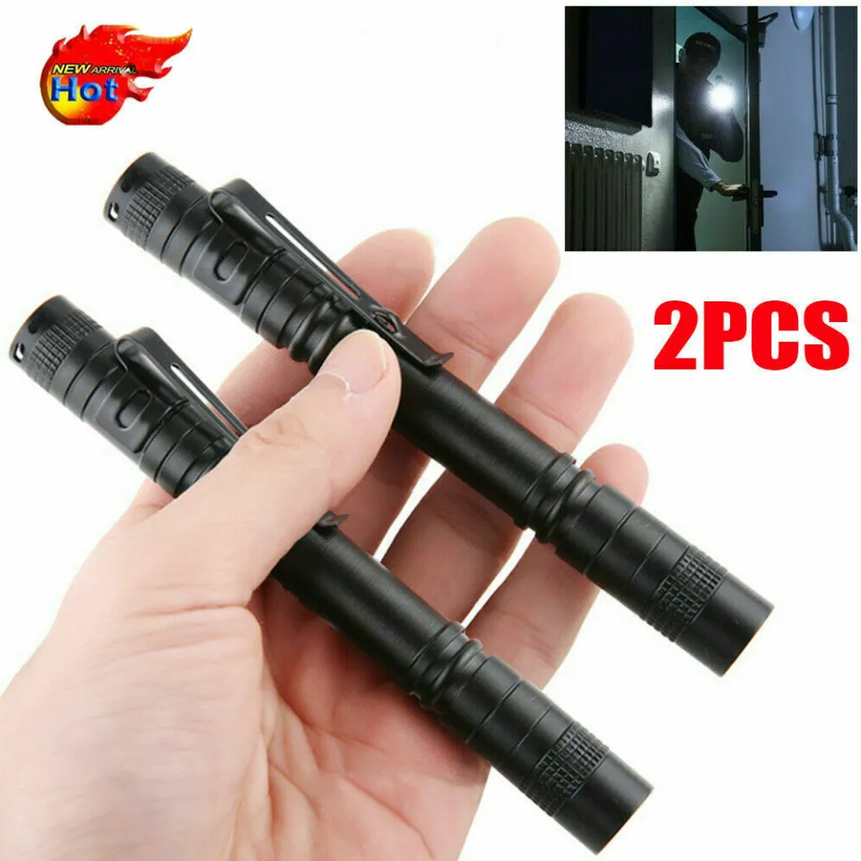 2PCS LED Flashlight Tactical Penlight Super Bright Torch USB