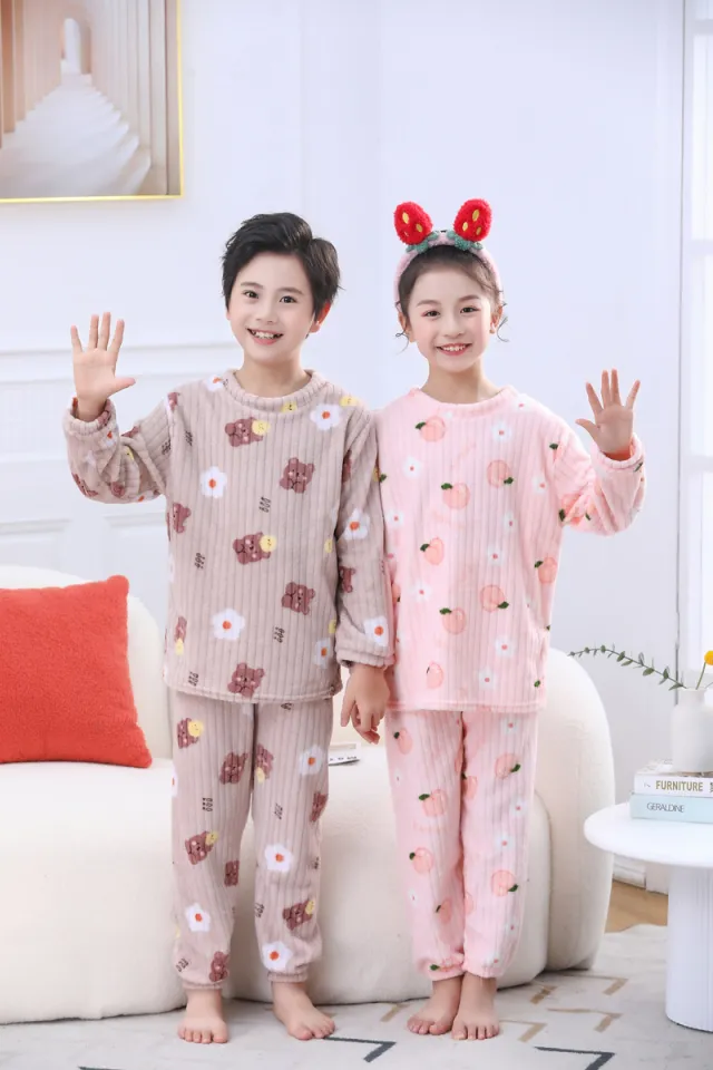 Girls Nighty-clothes Boy Satin Solid Color Pajamas Kids Sleepwear