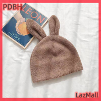 PDBH หมวกถักหูกระต่ายน่ารักสำหรับผู้หญิง,หมวกขนมิงค์รักษาความอบอุ่นฤดูใบไม้ร่วงฤดูหนาวหมวกผ้านุ่มหมวกสีทึบสกีสำหรับผู้หญิง