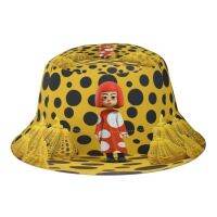 Yayoi Kusama Topi Bucket สำหรับผู้หญิงผู้ชายลายจุดแอบสแตรกต์ฟักทองป๊อปอาร์ตหมวกชุดตกแต่งธีมชาวประมงบ๊อบกลางแจ้งหมวกเด็กผู้หญิงเด็กผู้ชายหมวกแก๊ปปานามา