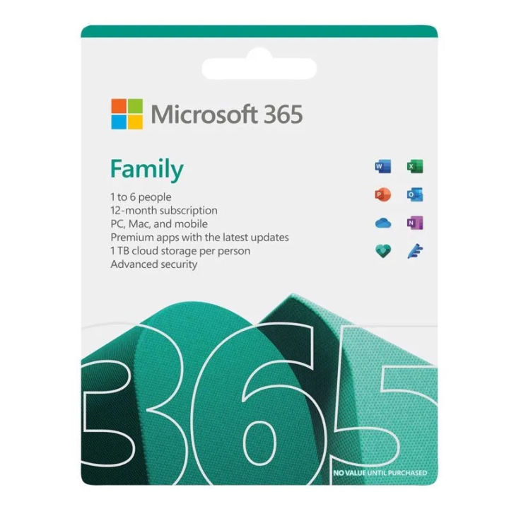 Phần mềm Microsoft Office 365 Family | 12 tháng | Dành cho 6 người| 5 thiết  bị/người | Trọn bộ ứng dụng | 1TB lưu trữ OneDrive 