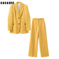 New 2022 Women Pants Suits Office Sets Woman 2 Pieces Trouser Suits Woman Jacket Pants Female Blazer Linen Suit blazer mujer