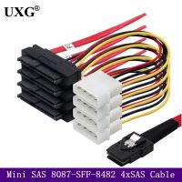 Internal Mini SAS 36-Pin SFF-8087 To 4 SAS 29-Pin SFF-8482 Cable With 4Pin Power Connector Core Wire For SAS Hard Drive 1m