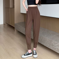 S-5xl Harem Pants Women Summer Casual Wide Leg Ankle Length Black Trouser Female Fashion Elastic Waist Slim Fit Baggy Bottoms