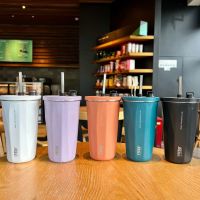 ¤❍ Straw Cup with Lid Thermos Mug Stainless Steel Thermal Water Thermos Coffee Cups Thermal Water Bottle Tumbler Vacuum Flasks