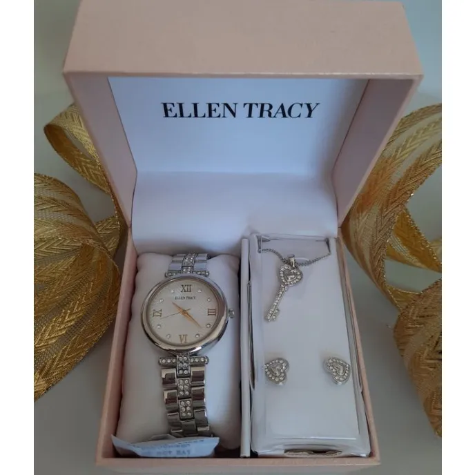 Womens Ellen Tracy Rose Gold-Tone & Crystal Watch - EUC