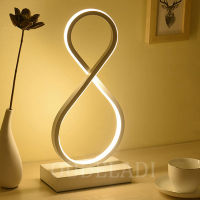 Dimmable LED Spiral Table Lamp 8 Shaped Desk lamp Bedside Circle Night Light for Home Living Room Bedroom Decor EUUSAUUK plug